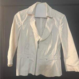 White House Black Market Cream Leather Jacket